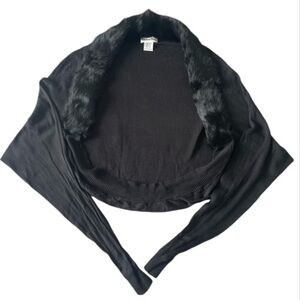 STEPHANIE BEARE Women's Silk Blend Faux-Fur-Collar Cardigan